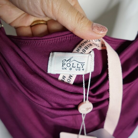 NEW Oh Polly Forever and Always Asymmetric Ruched Midi Dress - Purple - Picture 6 of 10